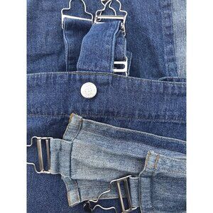 2 VTG 90's Pottery Barn Kids Denim Blue Overall Panel Curtains 54”X 63" Farm